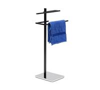 Relaxdays 10020131 Porte-serviettes noir barre serviettes sur pied acier chromé avec deux barres deux barres H x l x P: 82 x 44 x 28 cm Noir