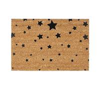 Relaxdays 10020168 Paillasson fibres de coco tapis de sol 60x40 dessous caoutchouc antidérapant PVC ETOILES porte entrée nature tapis entrée terrasse garage jardin, noir