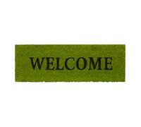 Relaxdays 10020176 Paillasson long fibre de coco tapis de sol WELCOME 75x25 dessous caoutchouc antidérapant porte entrée jardin terrasse garage vert