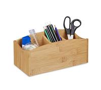 Relaxdays 10020246 Relaxdays Organiseur de Bureau Bambou Nature 13 x 26 x 11,5 cm