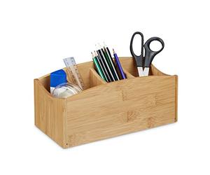 Relaxdays 10020246 Relaxdays Organiseur de Bureau Bambou Nature 13 x 26 x 11,5 cm