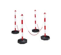Relaxdays 10020484 4 Poteaux de signalisation et délimitation avec chaînes barrière de parking 82 x 112 x 28 cm Rouge-gris