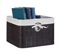 Relaxdays 10020506 Corbeille Panier de rangement Housse amovible poignée Boîte de stockage étagère armoire H x l x P 20 x 31 x 31 cm- noir