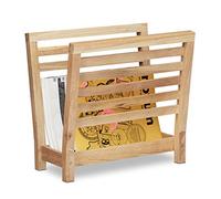 Relaxdays 10020656 Porte-magazines porte-revues support pour journaux en bois de noyer HxlxP: 38,5 x 26,5 x 40 cm, marron, Walnut