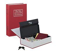Relaxdays 10020799_47 Faux Coffre Fort comme Livre de Poche fermable à clé Caisse à Monnaie HxlxP: 15,5 x 5,5 cm, Rouge