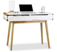 Relaxdays 10020982 Bureau avec tiroirs en bois table ordinateur coiffeuse table maquillage coins arrondis bureau enfant HxlxP: 73 x