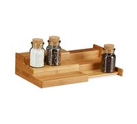 Relaxdays 10021573 Étagère à Épices en Bambou Extensible avec 3 Étages Aspect Naturel Résistant Humidité HLP 8x38,5x21cm Nature, Standard