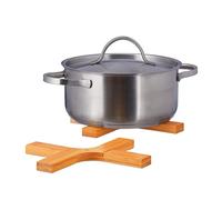 Relaxdays 10022195 Lot de 2 Dessous Pliable Bois de Bambou pour Casserole & Poêle Plat sous Verre 18x14cm Nature