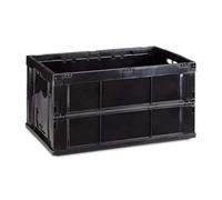 Relaxdays 10022584_46 Boîte pliable couvercle caisse de rangement plastique coffre transport 60 litres 60x40x32 cm, noir, 40 x 58,5 x 31,5 cm