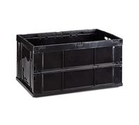 Relaxdays 10022584_46 Boîte pliable couvercle caisse de rangement plastique coffre transport 60 litres 60x40x32 cm, noir, 40 x 58,5 x 31,5 cm