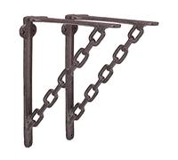 Relaxdays 10022947 Équerre Fonte, Set de 2, Motif de chaîne Style Antique, Support Mural pour étagère, Brun rouillé, Marron, HxBxT: 18 x 4 x 21,5 cm