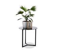Relaxdays 10023146_46 d’appoint Ronde en Verre et Métal, Table Bout de Canapé Décorative, Noble 51 x 50 x 50 cm, Noir, HLP
