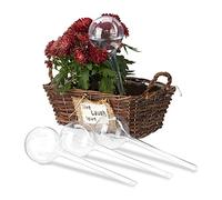 Relaxdays 10023226_50 Lot de 4 balles système d'arrosage à Double semaines, escamotable, Plantes en Plastique Transparent PVC, 8 cm