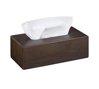 Relaxdays 10023253 Boîte à mouchoirs, Distributeur de lingettes salle de bains, cuisine, bois bambou, HLP 7,5x24x12cm, brun foncé, 1 élément