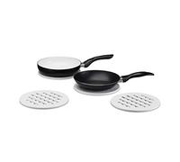 Relaxdays 10023265 Set de 4, Dessous de Plat Bois Bambou, Support Casseroles & Poêles, Protège-Table Ø20cm, Blanc
