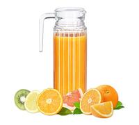 Relaxdays 10023433 Carafe avec Couvercle, cruche 1 Litre, pichet en Verre, jus, thé glacé, avec Anse, Filtre, Transparent, élément