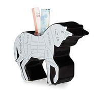 Relaxdays 10023752 Tirelire Diagramme Boucher, Licorne déco Boite économies épargnes pièces Monnaies céramique, Noir-Blanc