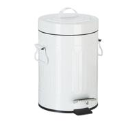 Relaxdays 10023830_816 pédale vintage, Poubelle à déchets pour la cuisine ou la salle de bain, en métal, Blanc, 3 litres, fer, plastique, 29 x 19 x 24 cm