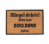 Relaxdays 10023846 Paillasson Fibre de Coco Ding Dong 40 x 60 cm Tapis d’entrée Porte extérieur antidérapant PVC, Nature, Naturel/Noir, 1, 5 x 60 x 40 cm
