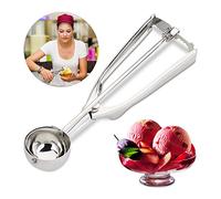 Relaxdays 10023857 Cuillère Acier Inoxydable, Cuiller sorbets et Fruits INOX, Levier, ∅ 39 mm, crème glacée, argenté