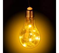 Relaxdays 10024062 Ampoule décorative LED filament à suspendre fil sans câble vintage rétro ambiance, transparent, verre, métal, 67 x 8,5 cm