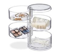 Relaxdays 10024638 Organiseur Cosmétiques 4 Casiers Pivotants Kit Maquillage Rouge à Lèvres Tour Make-Up Acrylique Transparent, Standard