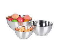 Relaxdays 10024732 Set 3 mélangeurs en INOX, Cuisine Saladier, Bol différentes Tailles Accessoire empilable, argenté