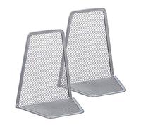 relaxdays 10024811_55 Serre Livre, Presse-Papier, Set de 2, métal Design Maille, HxlxP: 14,5 x 12,5 x 9 cm, Argent, Acier