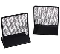 relaxdays 10024812_46 Serre Livres, Presse-Papier Set de 2, métal Maille CD DVD, HxlxP 16,5 x 13 x 10,5 cm, Noir, Acier