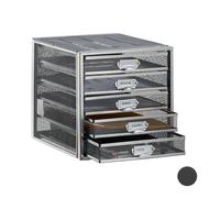 relaxdays 10024816_55 relaxdays Schubladenbox silber DIN A4 mit 5 Schubladen