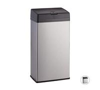 Relaxdays 10024948_817 Poubelle cosmétiques, acier inoxydable, corbeille en métal pour la salle de bains, cuisine, 6 litres, argenté, inox, plastique, 1