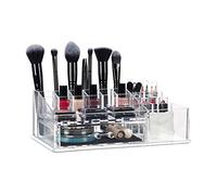 Relaxdays 10025099_50 Organiseur, Cosmétiques rouge à lèvres, maquillage, Support en acrylique, tiroir, transparent, 10 x 28 x 18 cm