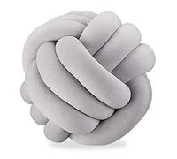 Relaxdays 10025428_111, coussin canapé noué, décoratif, scandinave, Oreiller d’ornement nœud, Ø 25 cm, gris, polyester, mousse, 25 x 25 x 25 cm