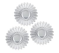 Relaxdays 10025715_55 Miroir soleil, Lot de 3, décoration murale, Avec suspension, Cadre plastique, Ø, 25 cm, argenté, PP, verre, 25 x 25 x 2 cm