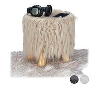 Relaxdays Tabouret fausse fourrure poils