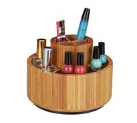 relaxdays 10025952 Organiseur de Maquillage, Bambou, Rotatif sur 360 degrés, Rond, pour pinceaux, Rouge à lèvres D: 20 cm, Nature