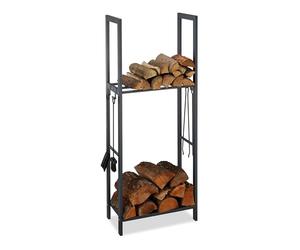 Relaxdays 10026017_946 Étagère à Bois de cheminée, Anthracite, 150 x 60 x 30 cm