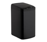 Relaxdays 10026543_46 Poubelle capteur 12 l, Automatique, récipient carré, senseur, déchets couvercle et boîte intérieure, noire, acier, plastique ABS, 1