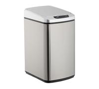 Relaxdays 10026543_55 Poubelle 12 l, Automatique, récipient carré, capteur, déchets couvercle et boîte intérieure, argentée, inox, plastique ABS, 1
