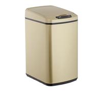 Relaxdays 10026543_902 Poubelle capteur 12 l, Automatique, récipient carré, senseur déchets Couvercle et boîte intérieure, Rose dorée, INOX, Plastique ABS, Or, 1
