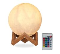Relaxdays 10026587 Lampe Lune en 3D, 16 Couleurs, réglable, avec Commande à Distance, avec Pied, idéal pour enfantséclairage LED,15 cm, Blanc, 18, 5 x 15 x 15 cm