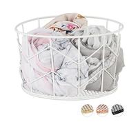 Relaxdays 10026607_49 Corbeille Fil de Fer, Panier métal, Pot Rangement vêtement Accessoires, cosmétiques, ∅ 21,5 cm, Blanc, 13 x 21,5 x
