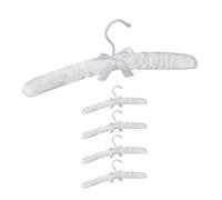 Relaxdays 10026615_1042 satin, Set de 5, Cintre rembourré doux pour vestes, Crochet rotatif 360°, 38 cm, noeud, blanc, bois, tissu, métal, 14 x 38 x 3 cm