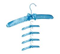Relaxdays 10026615_1239 Satin, Set de 5, Cintre rembourré Doux pour Vestes, Crochet Rotatif 360°, 38 cm, Noeud, Bleu Clair, Bois, métal