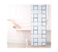 Relaxdays 10026666_1051 Carré, 80x240 cm, Rideau de douche, baignoire bain store, fixation plafond, semi-transparent, PVC, plastique, aluminium, 240 x 80 x 5 cm