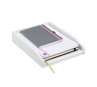 Relaxdays 10026981 Corbeille à Courrier Empilable, Papier Format A4, Bureau, Range-Documents & Lettres, Bambou, 6x25x33cm, Blanc, 6 x 25 x 33 cm
