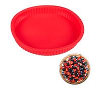 Relaxdays 10027253 Moule à gâteaux Rond 25 cm en Silicone antiadhésif Rouge résistant Chaleur Pro Tarte Quiche