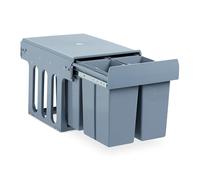 Relaxdays Poubelle encastrable pour meuble bas à coulisse 4x8 L plastique gris