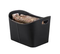 relaxdays 10028790_60 Panier à bûches XL, Range Bois de cheminée, revues Porte-journaux Similicuir, Noir
