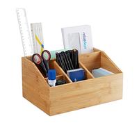 Relaxdays organiseur de bureau bambou 6 casiers
